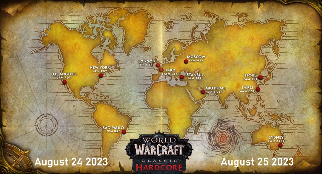 Hardcore WoW Classic global release launch time schedule