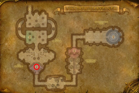 Blackheart the Inciter map location from Shadow Labyrinth in TBC Classic