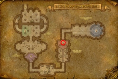 Grandmaster Vorpil map location from Shadow Labyrinth in TBC Classic