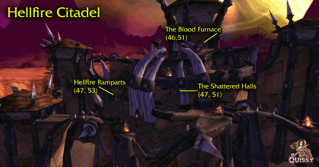 The Blood Furnace entrance location map in Hellfire Citadel in TBC Classic