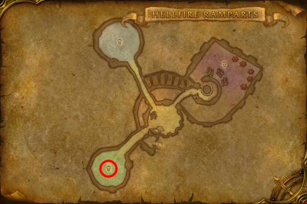 Nazan and Vazruden map location from Hellfire Ramparts in TBC Classic