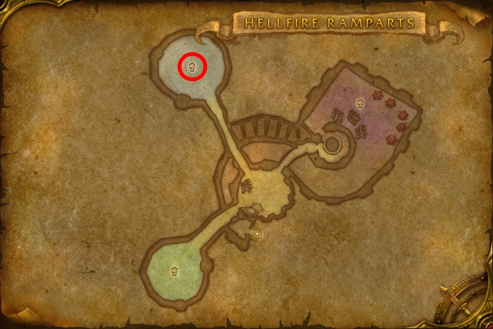 Omor the Unscarred map location from Hellfire Ramparts in TBC Classic