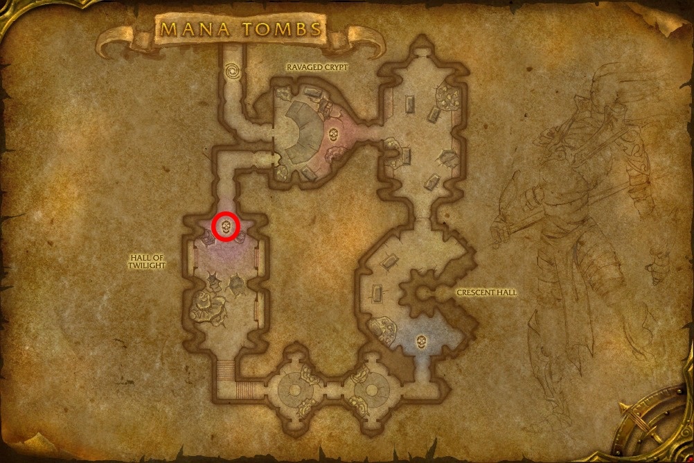 Nexus Prince Shaffar map location in Mana Tombs in TBC Classic