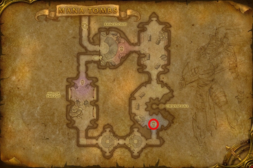 Tavarok map location from Mana Tombs in TBC Classic
