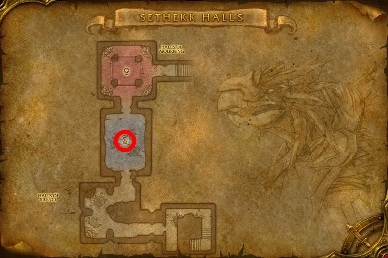 Anzu map location in Sethekk Halls in TBC Classic
