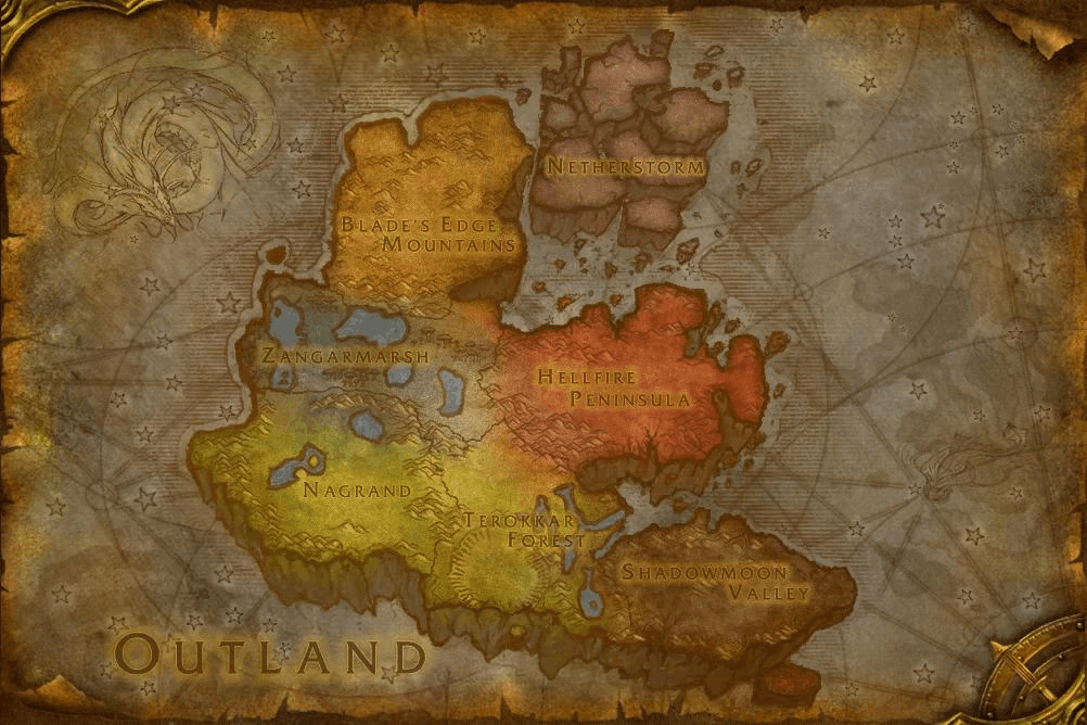 Outland world map new zones in TBC Classic