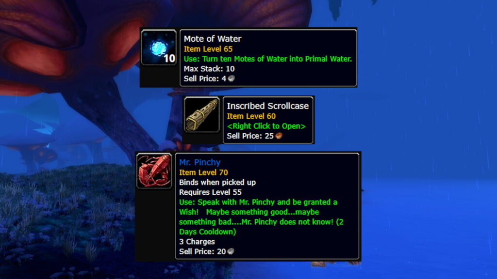 Items found in TBC Classic fishing pools