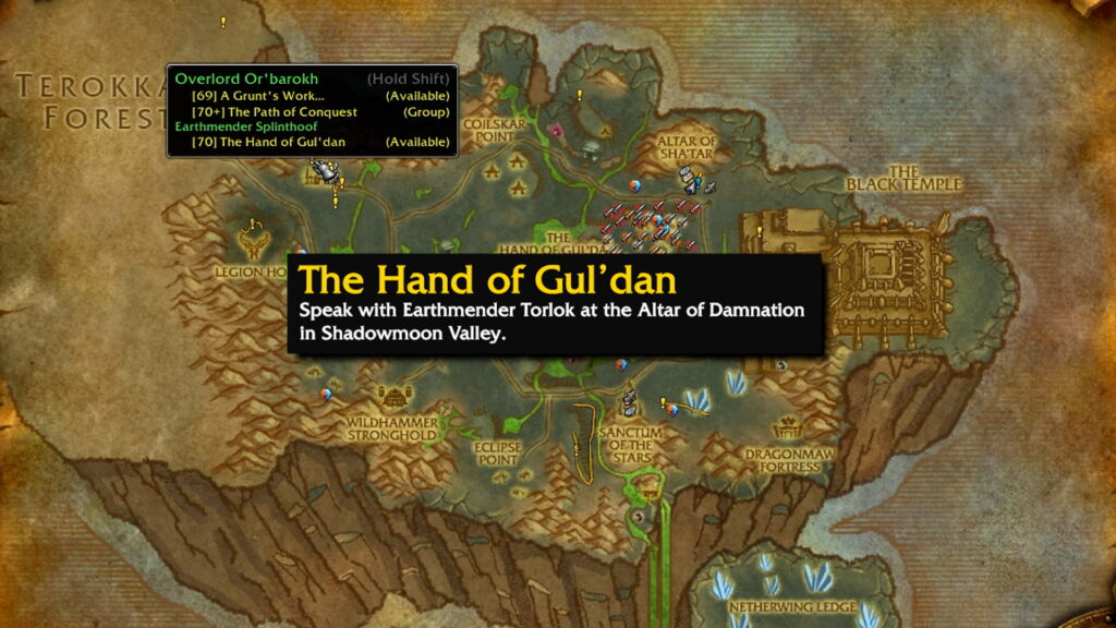The Hand of Gul'dan quest in Shadowmoon Valley for The Cipher of Damnation chain