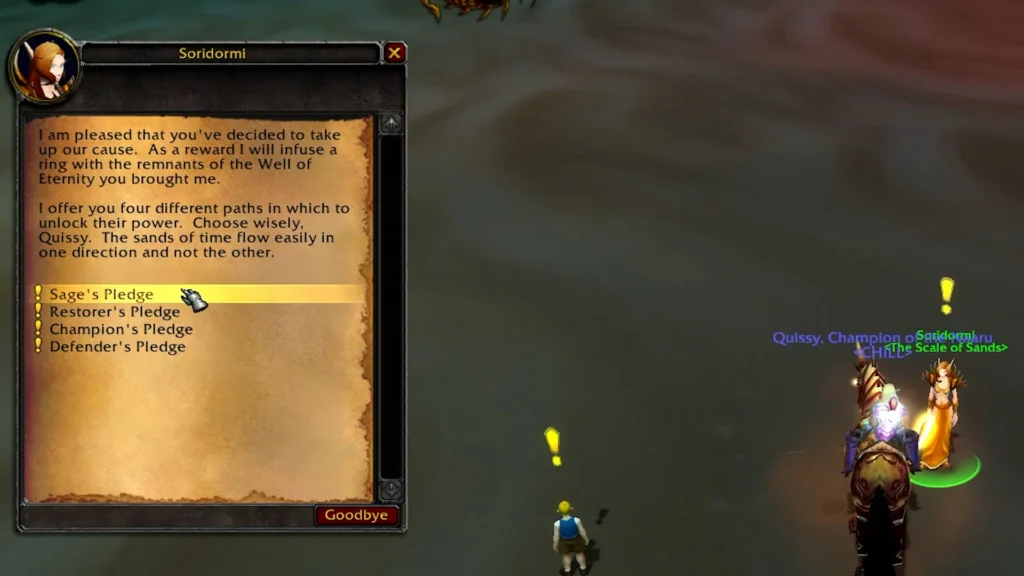 Scale of the Sands ring reputation reward from Soridormi in Caverns of Time