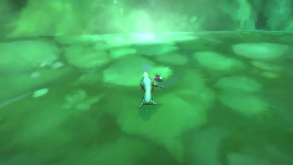 Druid using Aquatic Form while farming Ancient Lichen in The Steamvault in TBC Classic