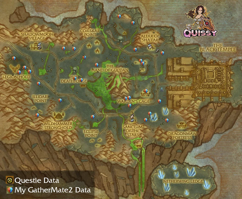 Felmist Mote of Shadow Engineer farming route in Shadowmoon Valley for TBC Classic