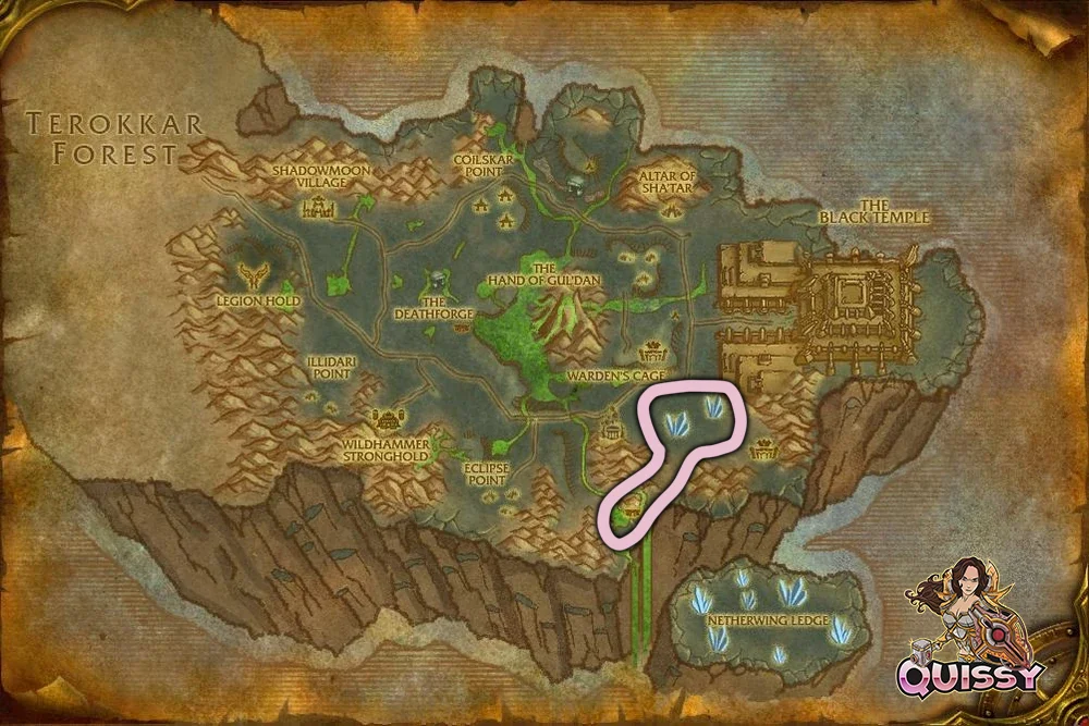 Mote of Air farming route in Shadowmoon Valley for TBC Classic