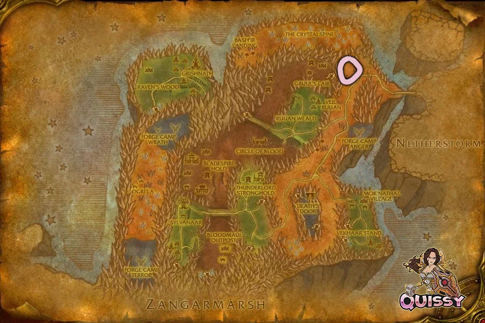 Mote of Fire farming route in Blade's Edge Mountains for TBC Classic