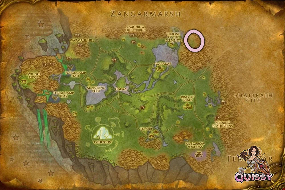 Mote of Fire farming route in Nagrand for TBC Classic