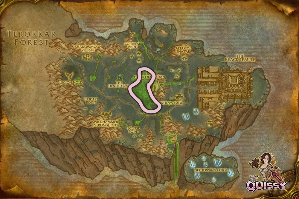 Mote of Fire farming route in Shadowmoon Valley for TBC Classic