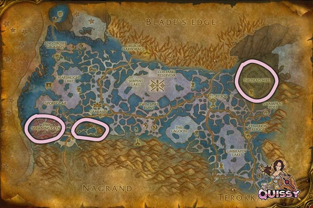 Mote of Life farming route in Zangarmarsh for TBC Classic