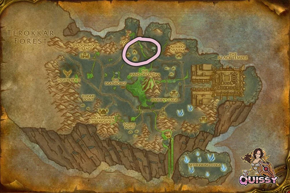 Mote of Water farming route in Shadowmoon Valley for TBC Classic