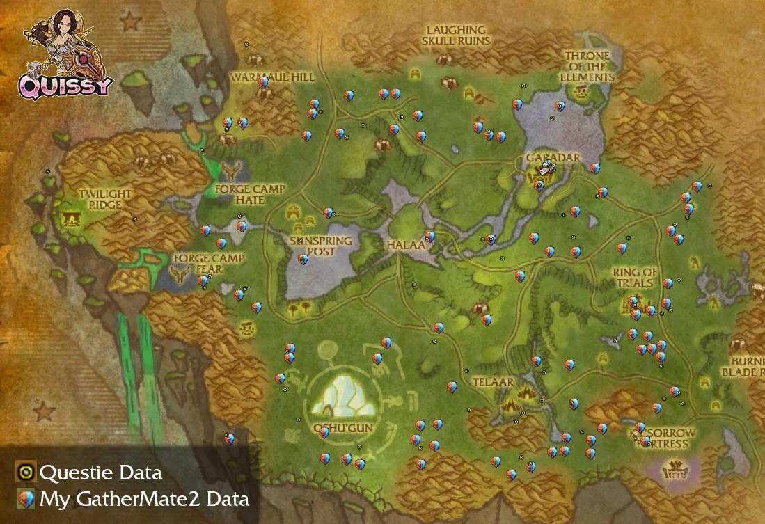 Windy Cloud Mote of Air Engineer farming route in Nagrand for TBC Classic