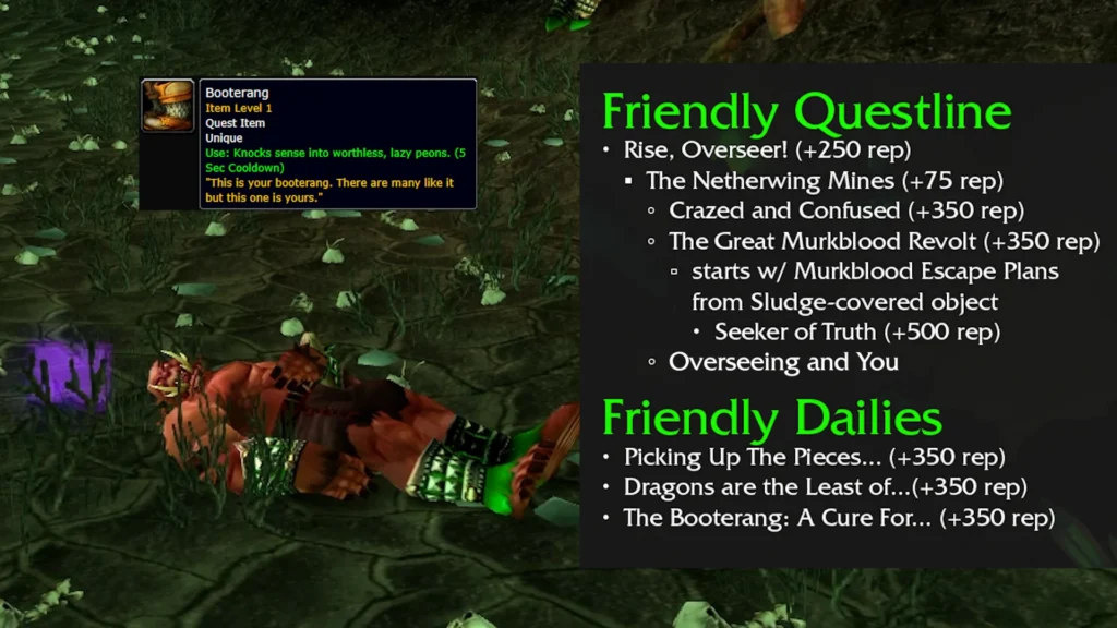 Netherwing Friendly quests and daily quest unlocks in TBC Classic