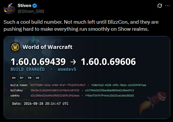 Stiven discussing Project Camelot build 1.60.0.69606 and possible BlizzCon show realms