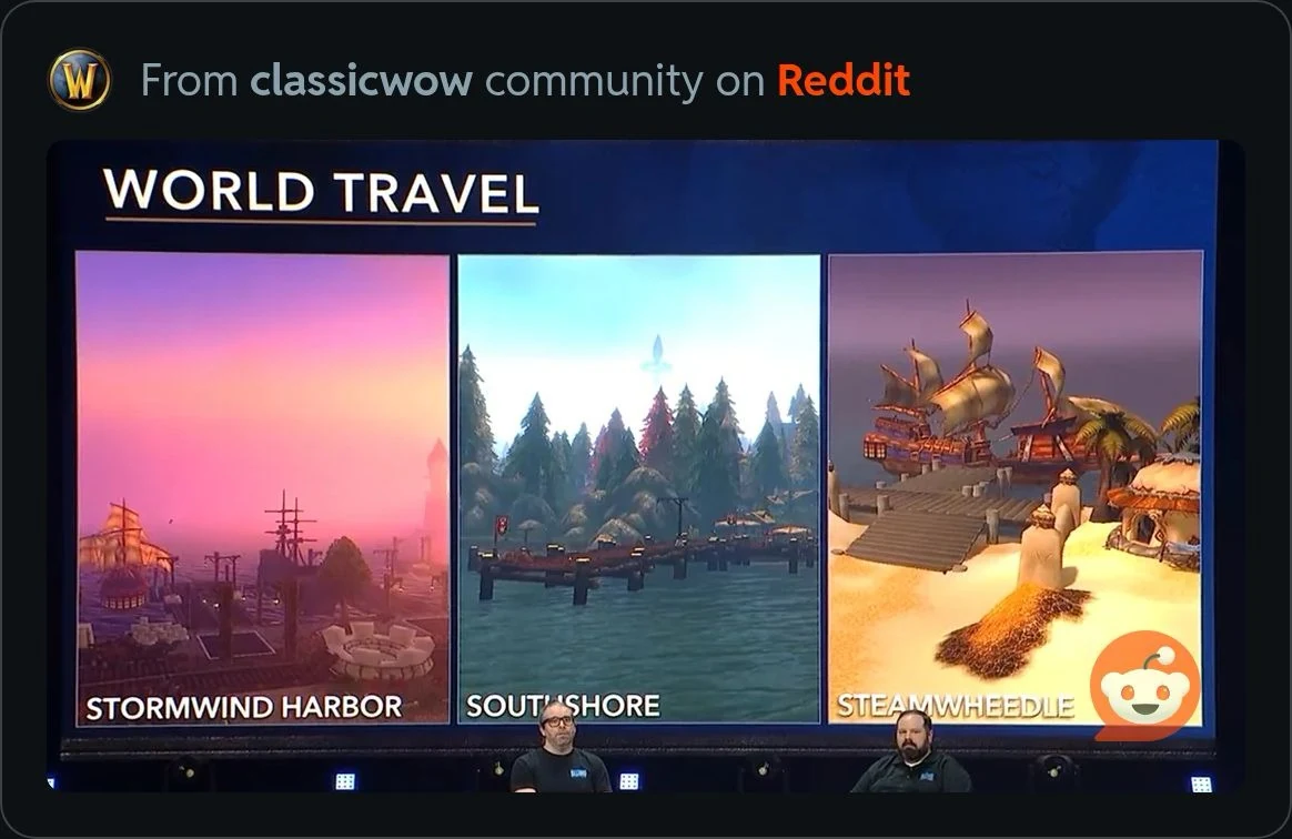 New WoW Forever travel routes including Stormwind Harbor Southshore and Steamwheedle